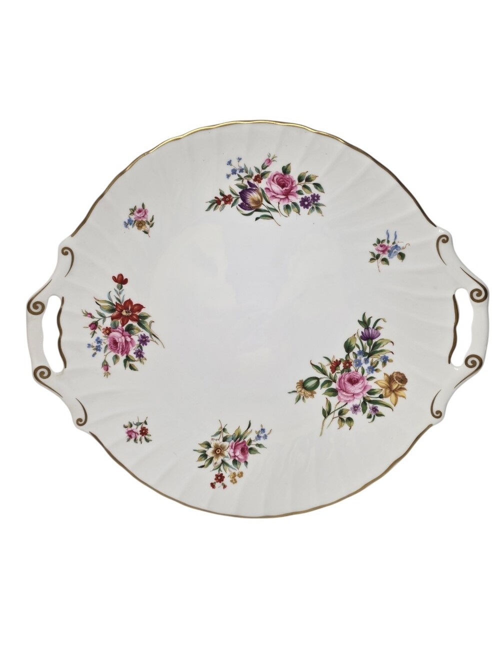 Royal Worcester Witley Garden Handled Cake Plate Floral Bone China Serving Dish